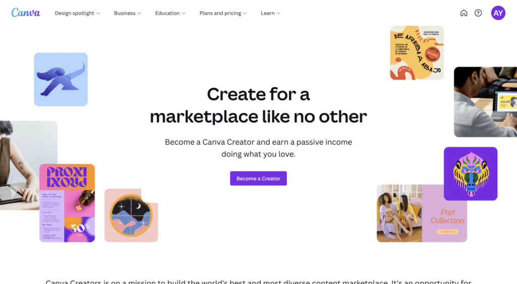 Screenshot of Canva Creators