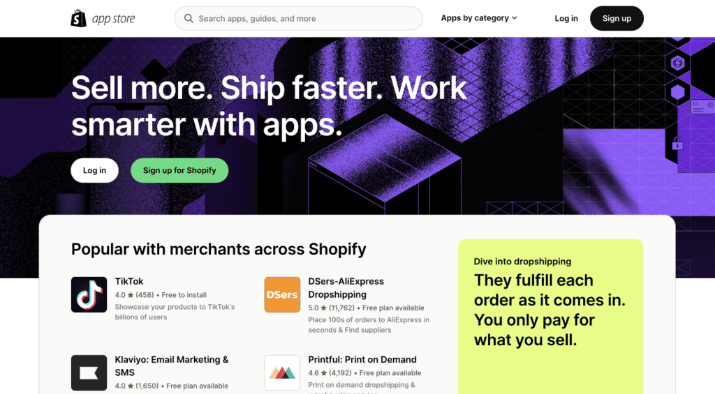 Screenshot of Shopify App Store