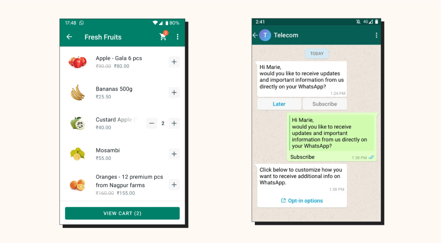 WhatsApp interactive messages - example